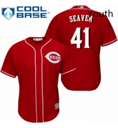 Youth Majestic Cincinnati Reds 41 Tom Seaver Authentic Red Alternate Cool Base MLB Jersey 