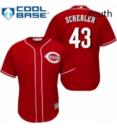 Youth Majestic Cincinnati Reds 43 Scott Schebler Authentic Red Alternate Cool Base MLB Jersey 