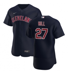 Men Cleveland Indians 27 Cam Hill Men Nike Navy Alternate 2020 Flex Base Player MLB Jersey