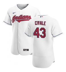 Men Cleveland Indians 43 Aaron Civale Men Nike White Home 2020 Flex Base Team MLB Jersey