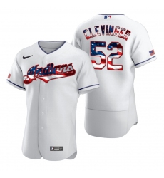 Men Cleveland Indians 52 Mike Clevinger Men Nike White Fluttering USA Flag Limited Edition Flex Base MLB Jersey