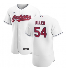 Men Cleveland Indians 54 Logan Allen Men Nike White Home 2020 Flex Base Team MLB Jersey