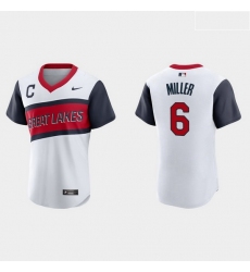 Men Cleveland Indians 6 Owen Miller Men Nike White 2021 Little League Class Authentic MLB Jersey