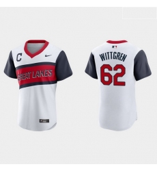 Men Cleveland Indians 62 Nick Wittgren Men Nike White 2021 Little League Class Authentic MLB Jersey