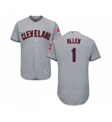 Mens Cleveland Indians 1 Greg Allen Grey Road Flex Base Authentic Collection Baseball Jersey
