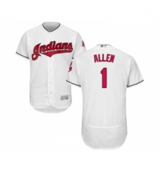 Mens Cleveland Indians 1 Greg Allen White Home Flex Base Authentic Collection Baseball Jersey