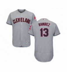 Mens Cleveland Indians 13 Hanley Ramirez Grey Road Flex Base Authentic Collection Baseball Jersey
