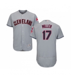 Mens Cleveland Indians 17 Brad Miller Grey Road Flex Base Authentic Collection Baseball Jersey