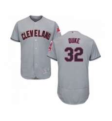 Mens Cleveland Indians 32 Zach Duke Grey Road Flex Base Authentic Collection Baseball Jersey