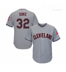 Mens Cleveland Indians 32 Zach Duke Replica Grey Road Cool Base Baseball Jersey 