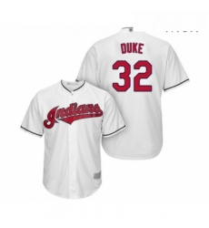 Mens Cleveland Indians 32 Zach Duke Replica White Home Cool Base Baseball Jersey 