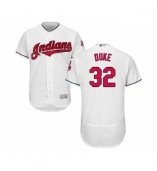 Mens Cleveland Indians 32 Zach Duke White Home Flex Base Authentic Collection Baseball Jersey