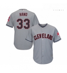 Mens Cleveland Indians 33 Brad Hand Replica Grey Road Cool Base Baseball Jersey 