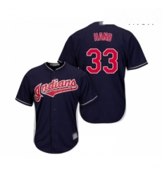 Mens Cleveland Indians 33 Brad Hand Replica Navy Blue Alternate 1 Cool Base Baseball Jersey 