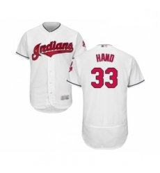 Mens Cleveland Indians 33 Brad Hand White Home Flex Base Authentic Collection Baseball Jersey