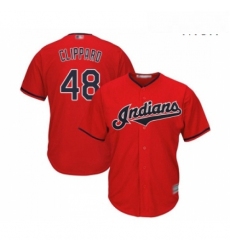 Mens Cleveland Indians 48 Tyler Clippard Replica Scarlet Alternate 2 Cool Base Baseball Jersey 