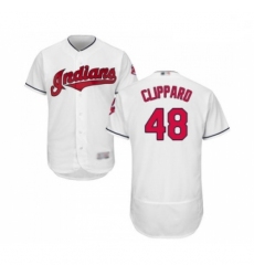 Mens Cleveland Indians 48 Tyler Clippard White Home Flex Base Authentic Collection Baseball Jersey