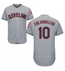 Mens Majestic Cleveland Indians 10 Edwin Encarnacion Grey Flexbase Authentic Collection MLB Jersey
