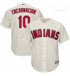 Mens Majestic Cleveland Indians 10 Edwin Encarnacion Replica Cream Alternate 2 Cool Base MLB Jersey