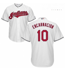 Mens Majestic Cleveland Indians 10 Edwin Encarnacion Replica White Home Cool Base MLB Jersey
