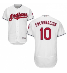 Mens Majestic Cleveland Indians 10 Edwin Encarnacion White Flexbase Authentic Collection MLB Jersey