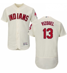 Mens Majestic Cleveland Indians 13 Omar Vizquel Cream Alternate Flex Base Authentic Collection MLB Jersey
