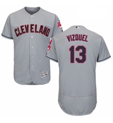 Mens Majestic Cleveland Indians 13 Omar Vizquel Grey Road Flex Base Authentic Collection MLB Jersey