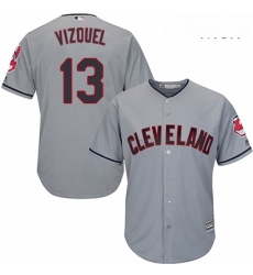 Mens Majestic Cleveland Indians 13 Omar Vizquel Replica Grey Road Cool Base MLB Jersey 