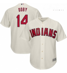 Mens Majestic Cleveland Indians 14 Larry Doby Replica Cream Alternate 2 Cool Base MLB Jersey