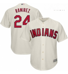 Mens Majestic Cleveland Indians 24 Manny Ramirez Replica Cream Alternate 2 Cool Base MLB Jersey