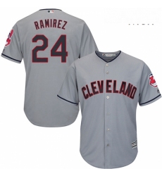 Mens Majestic Cleveland Indians 24 Manny Ramirez Replica Grey Road Cool Base MLB Jersey