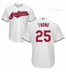 Mens Majestic Cleveland Indians 25 Jim Thome Replica White Home Cool Base MLB Jersey