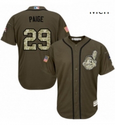 Mens Majestic Cleveland Indians 29 Satchel Paige Authentic Green Salute to Service MLB Jersey