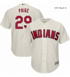 Mens Majestic Cleveland Indians 29 Satchel Paige Replica Cream Alternate 2 Cool Base MLB Jersey