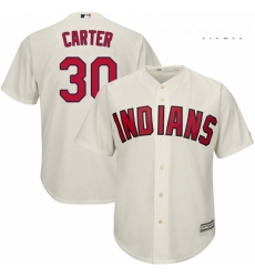 Mens Majestic Cleveland Indians 30 Joe Carter Replica Cream Alternate 2 Cool Base MLB Jersey