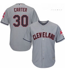 Mens Majestic Cleveland Indians 30 Joe Carter Replica Grey Road Cool Base MLB Jersey
