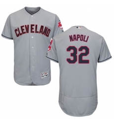 Mens Majestic Cleveland Indians 32 Mike Napoli Grey Road Flex Base Authentic Collection MLB Jersey