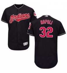 Mens Majestic Cleveland Indians 32 Mike Napoli Navy Blue Alternate Flex Base Authentic Collection MLB Jersey