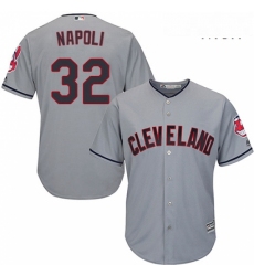 Mens Majestic Cleveland Indians 32 Mike Napoli Replica Grey Road Cool Base MLB Jersey 