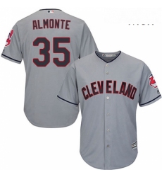 Mens Majestic Cleveland Indians 35 Abraham Almonte Replica Grey Road Cool Base MLB Jersey