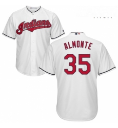 Mens Majestic Cleveland Indians 35 Abraham Almonte Replica White Home Cool Base MLB Jersey