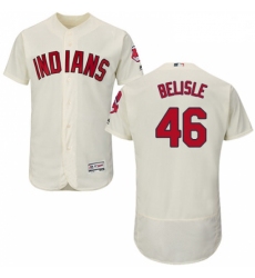 Mens Majestic Cleveland Indians 46 Matt Belisle Cream Alternate Flex Base Authentic Collection MLB Jersey