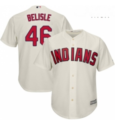 Mens Majestic Cleveland Indians 46 Matt Belisle Replica Cream Alternate 2 Cool Base MLB Jersey 