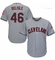 Mens Majestic Cleveland Indians 46 Matt Belisle Replica Grey Road Cool Base MLB Jersey 
