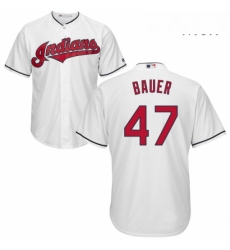 Mens Majestic Cleveland Indians 47 Trevor Bauer Replica White Home Cool Base MLB Jersey