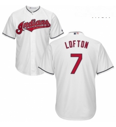 Mens Majestic Cleveland Indians 7 Kenny Lofton Replica White Home Cool Base MLB Jersey