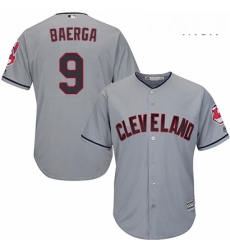 Mens Majestic Cleveland Indians 9 Carlos Baerga Replica Grey Road Cool Base MLB Jersey 