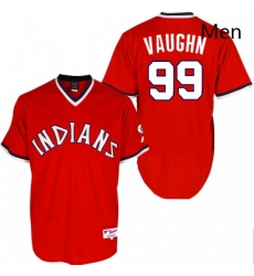 Mens Majestic Cleveland Indians 99 Ricky Vaughn Replica Red 1974 Turn Back The Clock MLB Jersey
