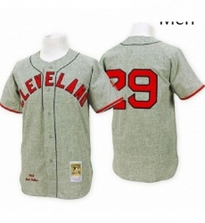 Mens Mitchell and Ness 1948 Cleveland Indians 29 Satchel Paige Authentic Grey Throwback MLB Jersey