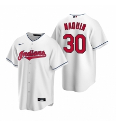 Mens Nike Cleveland Indians 30 Tyler Naquin White Home Stitched Baseball Jerse
